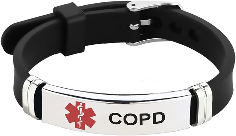 TGLS Red Medical Alert ID Bracelet for Women Men's Emergency First Aid Health Alert Laser Engraved Satinless Steel Adjustable Silicone Wristband Bracelets - Image 1